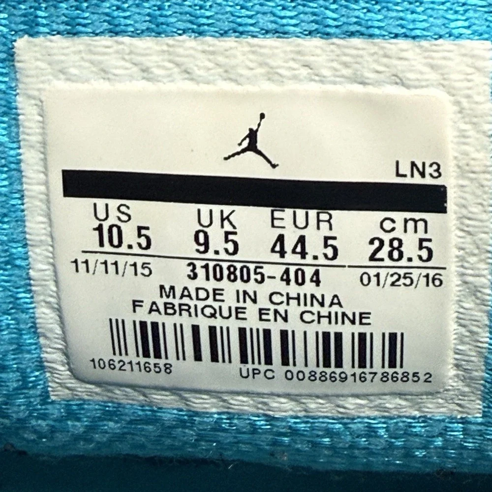 Air Jordan 10 Retro Los Angeles Mens Size 10.5 Basketball Shoes Blue 310805-404